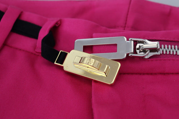 Dolce &amp; Gabbana Pink Zipper Buckle Waist Housut