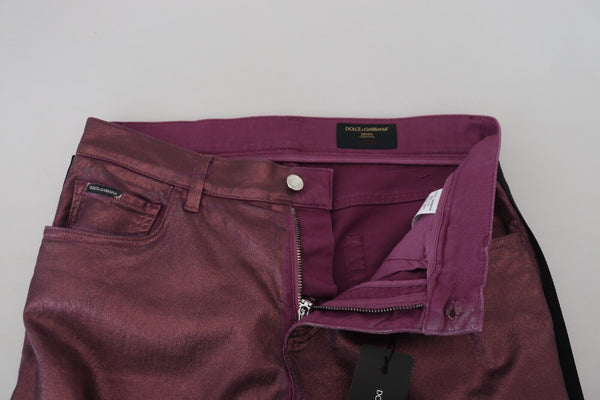 Dolce &amp; Gabbana Magenta Cotton Miesten Casual Valjaat Denim Farkut