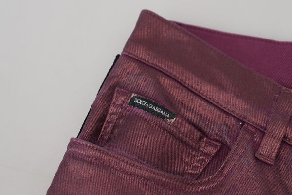 Dolce &amp; Gabbana Magenta Cotton Miesten Casual Valjaat Denim Farkut