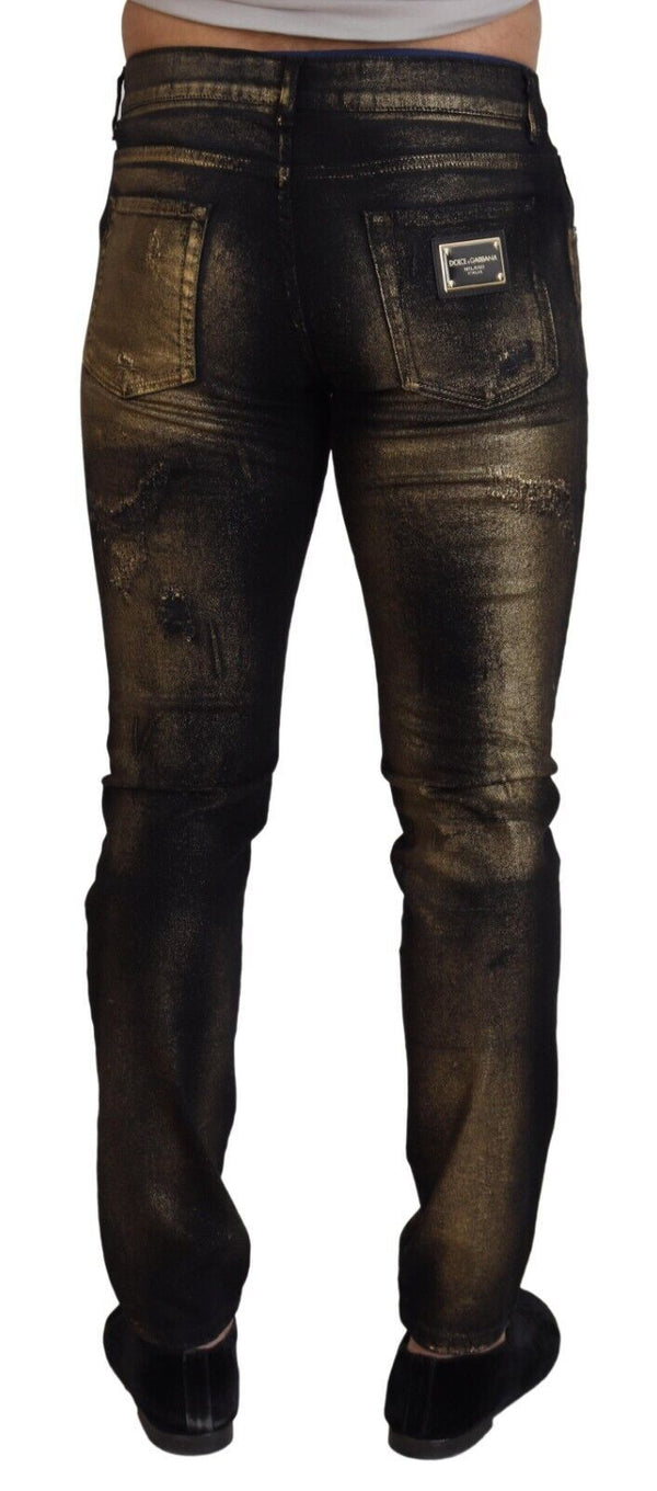 Dolce & Gabbana Elegant Black Gold Dust Jeans