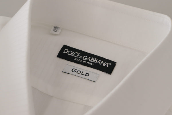 Dolce &amp; Gabbana valkoinen Slim Fit puuvillainen juhlapaita