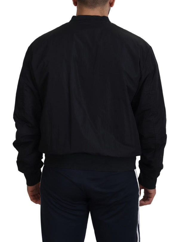 Dolce &amp; Gabbana Black Nylon Logo Bomber vetoketjutakki