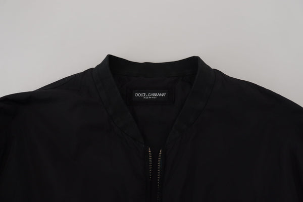 Dolce &amp; Gabbana Black Nylon Logo Bomber vetoketjutakki