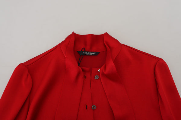 Dolce & Gabbana Elegant Red Ascot Collar Blouse