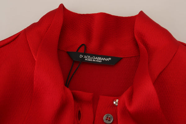 Dolce &amp; Gabbana Red Ascot Collar pitkähihainen puseropusero