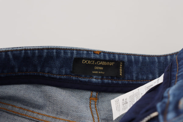 Dolce &amp; Gabbana Blue Cotton Skinny High Waist Denim Farkut