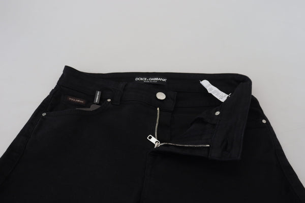 Dolce &amp; Gabbana Black Cotton Skinny Mid Waist Denim Farkut