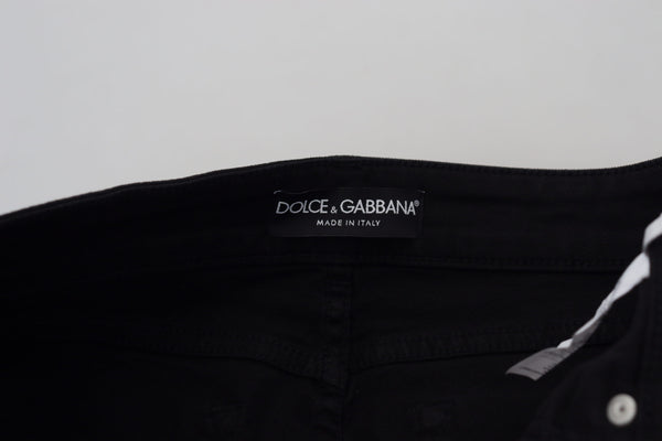 Dolce &amp; Gabbana Black Cotton Skinny Mid Waist Denim Farkut