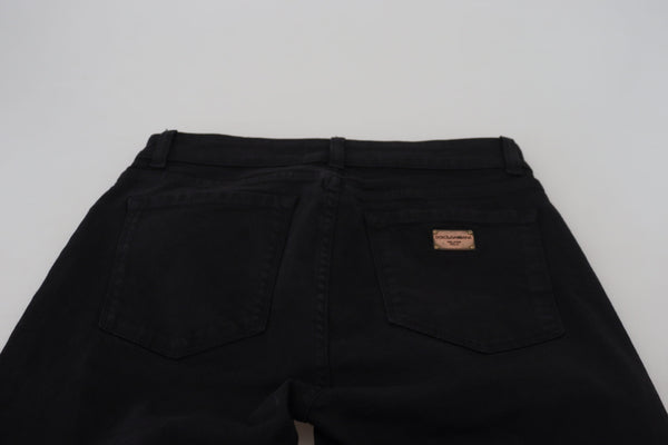 Dolce &amp; Gabbana Black Cotton Skinny Mid Waist Denim Farkut