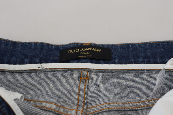 Dolce &amp; Gabbana Blue Cotton High Waist Skinny Denim Farkut