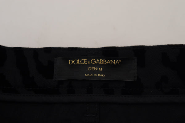 Dolce &amp; Gabbana Black Leopard Skinny Denim Farkut