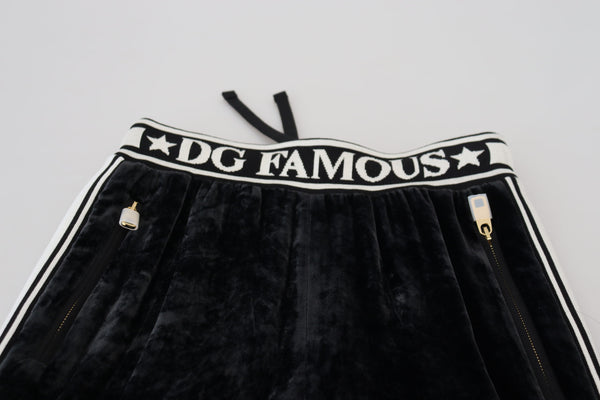 Dolce &amp; Gabbana Mustat DG Logo Velvet Housuhousut