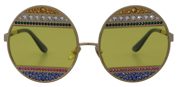 Dolce &amp; Gabbana Gold Oval Metal Crystals Shades DG2209B aurinkolasit