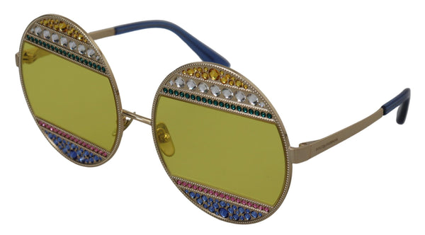 Dolce &amp; Gabbana Gold Oval Metal Crystals Shades DG2209B aurinkolasit