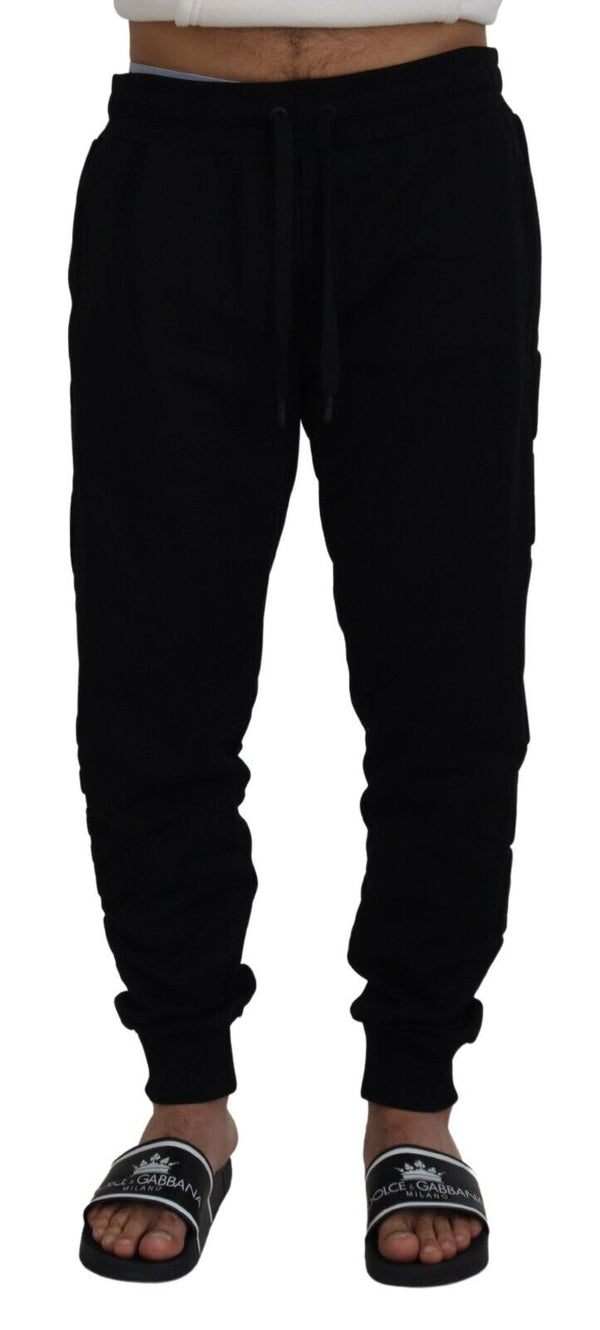 Dolce &amp; Gabbana Black Cotton Miesten Jogger-housut