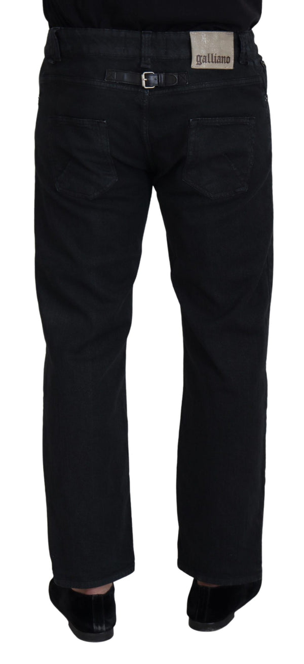 John Galliano Black Cotton Back Buckle Casual Denim Farkut