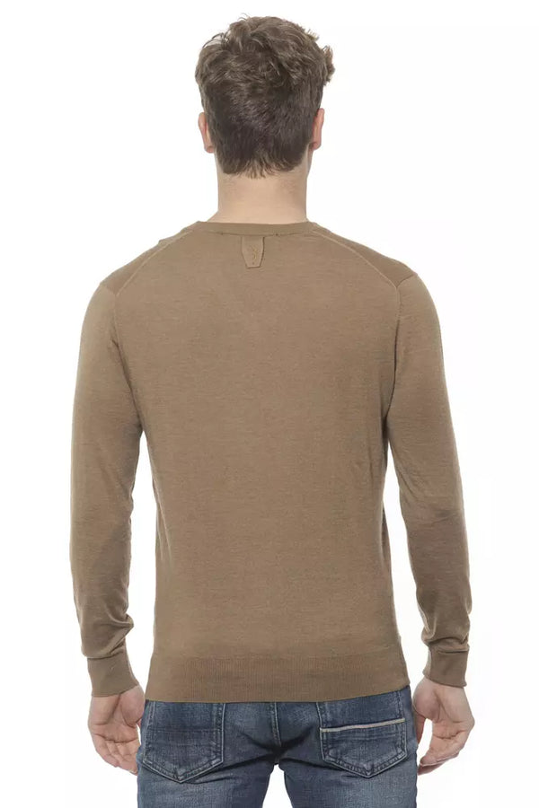 Billionaire Italian Couture Elegant Beige V-Neck Cashmere Sweater for Men