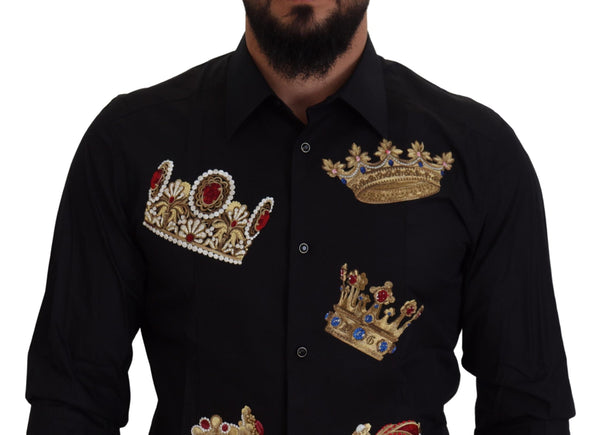 Dolce &amp; Gabbana Black Gold Crown Slim Fit -mekko, juhlapaita