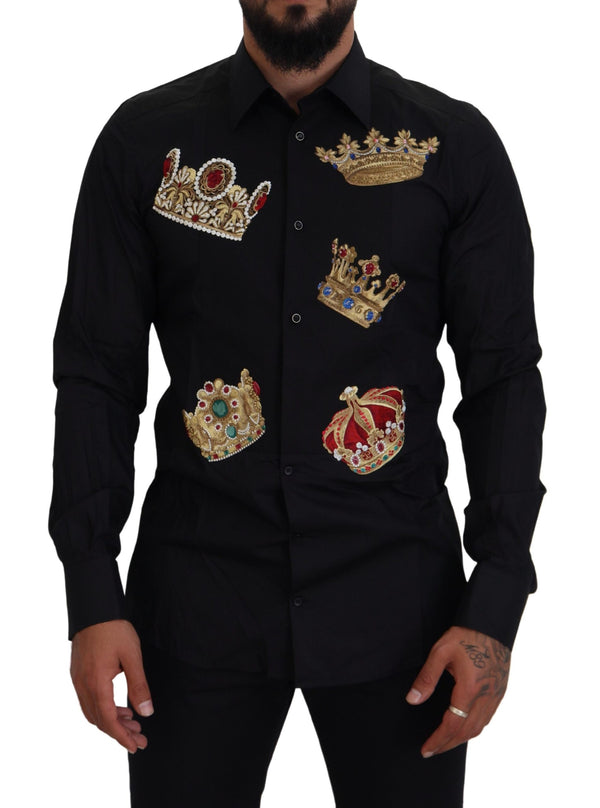 Dolce &amp; Gabbana Black Gold Crown Slim Fit -mekko, juhlapaita