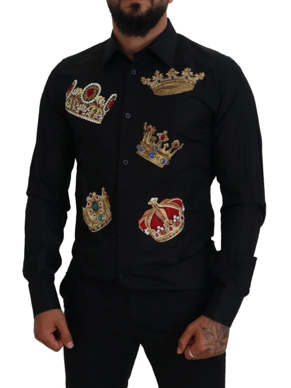 Dolce &amp; Gabbana Black Gold Crown Slim Fit -mekko, juhlapaita