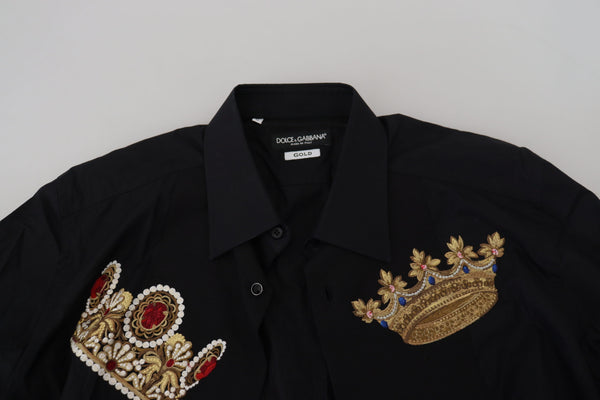 Dolce &amp; Gabbana Black Gold Crown Slim Fit -mekko, juhlapaita