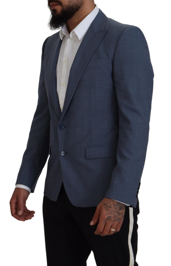 Dolce &amp; Gabbana Blue Stretch Slim Fit Jacket Blazer