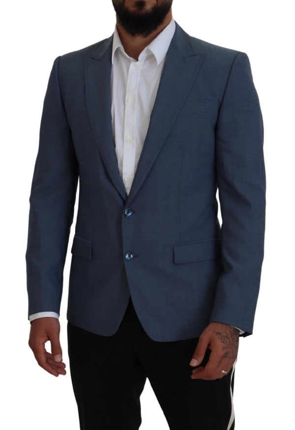 Dolce &amp; Gabbana Blue Stretch Slim Fit Jacket Blazer