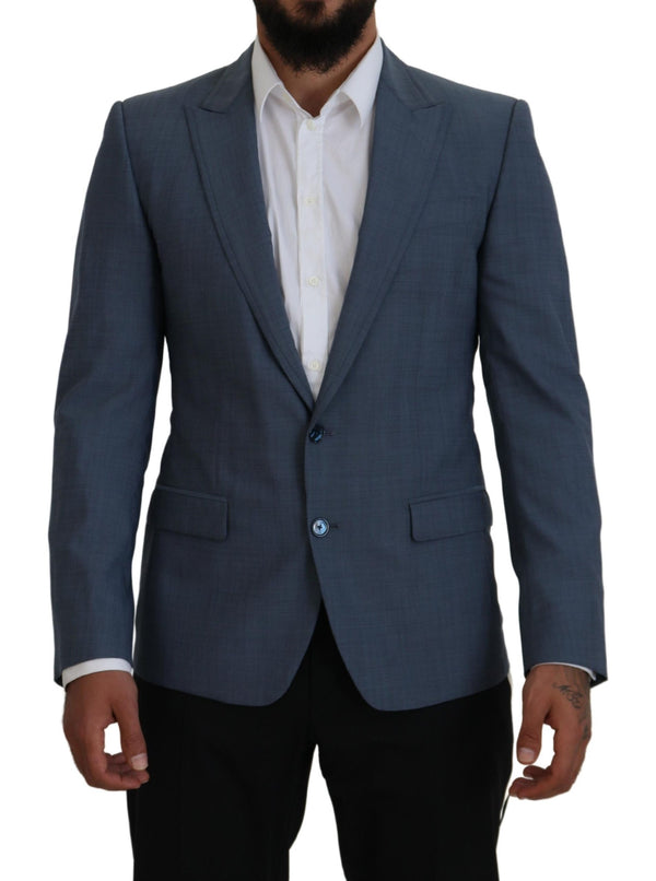 Dolce &amp; Gabbana Blue Stretch Slim Fit Jacket Blazer