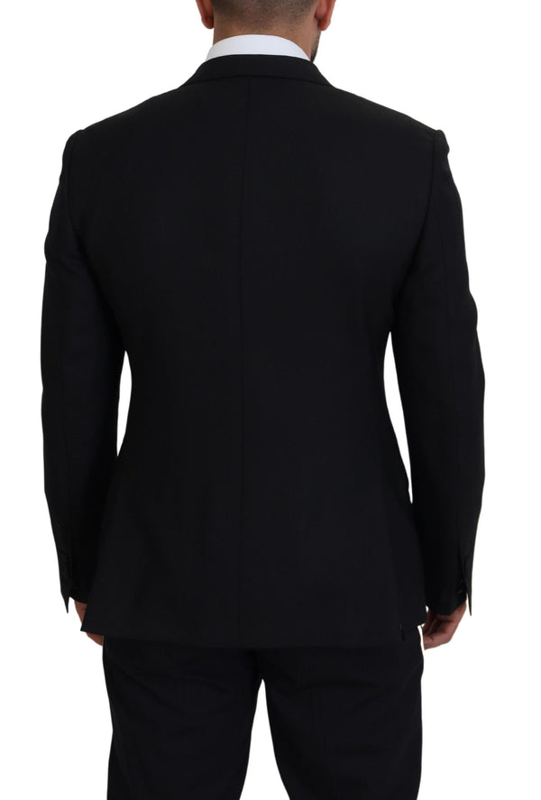 Dolce &amp; Gabbana Black Wool Stretch Slim Fit Jacket Blazer