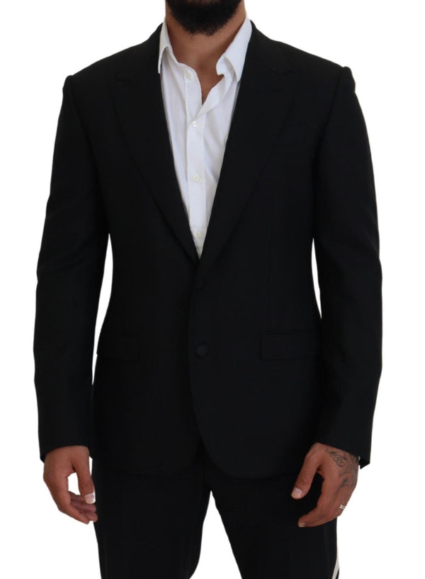 Dolce &amp; Gabbana Black Wool Stretch Slim Fit Jacket Blazer