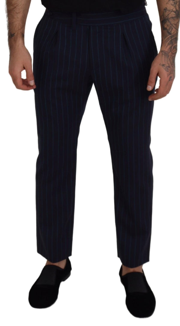 Dolce &amp; Gabbana Blue Striped Miesten juhlahousut