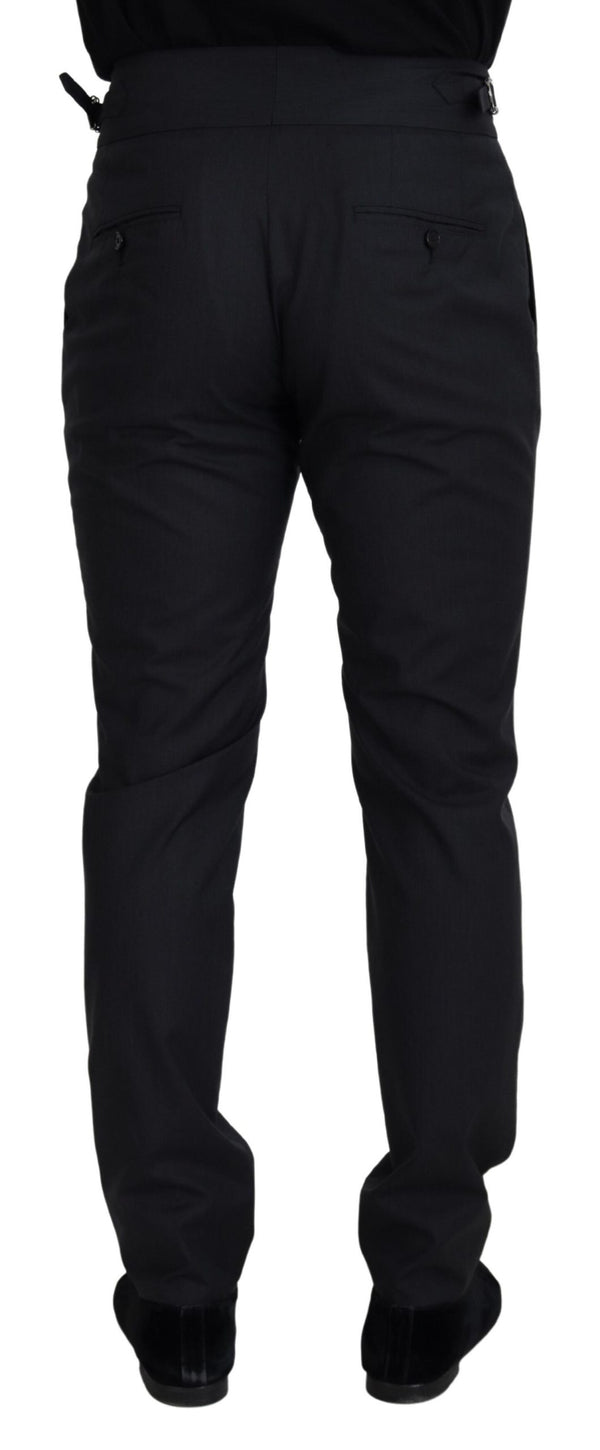 Dolce & Gabbana Elegant Dark Grey Wool Silk Pants