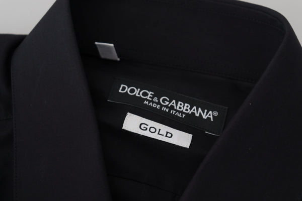 Dolce &amp; Gabbana musta puuvilla Slim Fit juhlamekko GOLD paita