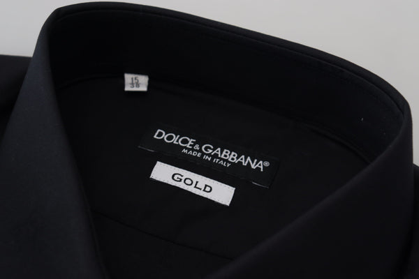 Dolce &amp; Gabbana musta puuvilla Slim Fit juhlamekko GOLD paita