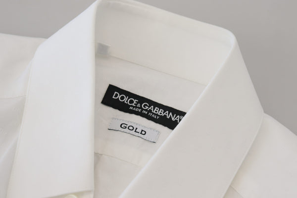 Dolce &amp; Gabbana valkoinen puuvilla Slim Fit juhlamekko GOLD paita