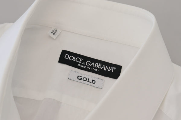 Dolce &amp; Gabbana valkoinen puuvilla Slim Fit juhlamekko GOLD paita