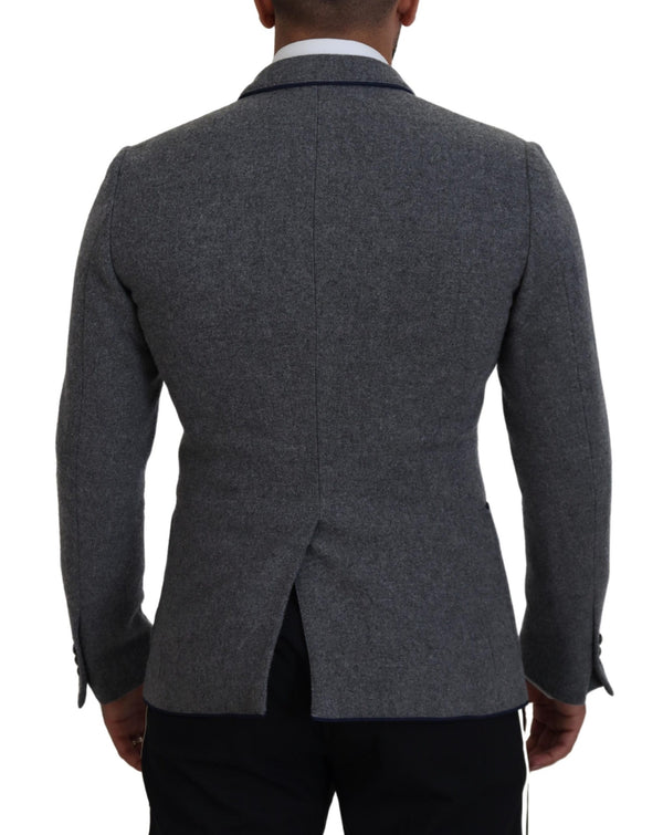 Dolce &amp; Gabbana Grey Wool Roses Slim Fit Jacket Blazer