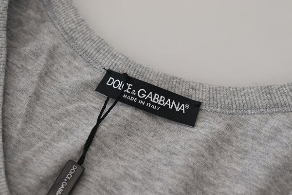 Dolce &amp; Gabbana Grey Cotton Hihaton Logo Miesten T-paita