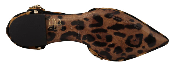 Dolce &amp; Gabbana Brown Ballerina Koristeellinen Leopard Print -kengät