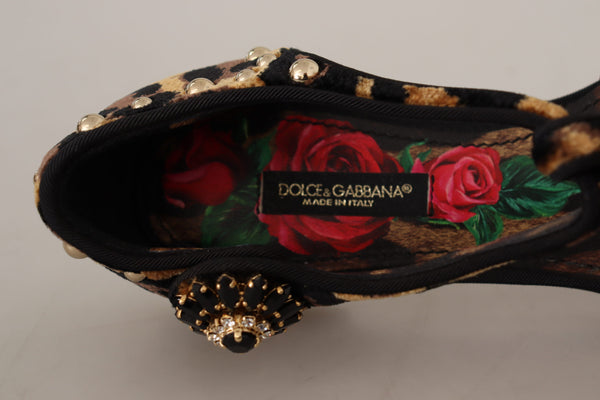 Dolce &amp; Gabbana Brown Ballerina Koristeellinen Leopard Print -kengät