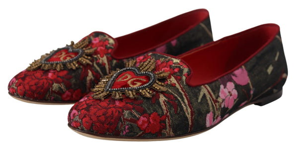 Dolce &amp; Gabbana Monivärinen Jacquard Sacred Heart Patch Slip On Shoes