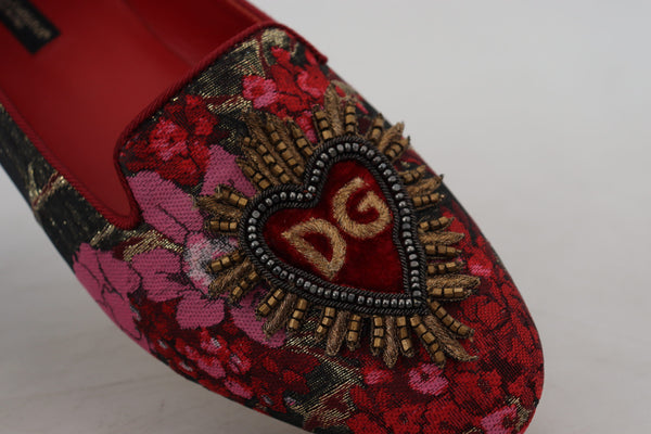 Dolce &amp; Gabbana Monivärinen Jacquard Sacred Heart Patch Slip On Shoes