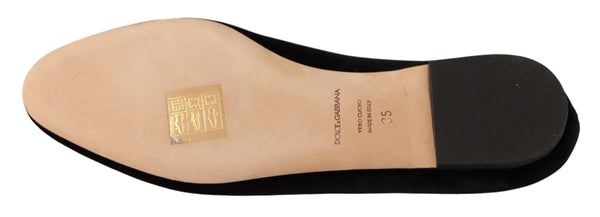 Dolce &amp; Gabbana Black DG Sacred Heart Patch Slip on litteät kengät