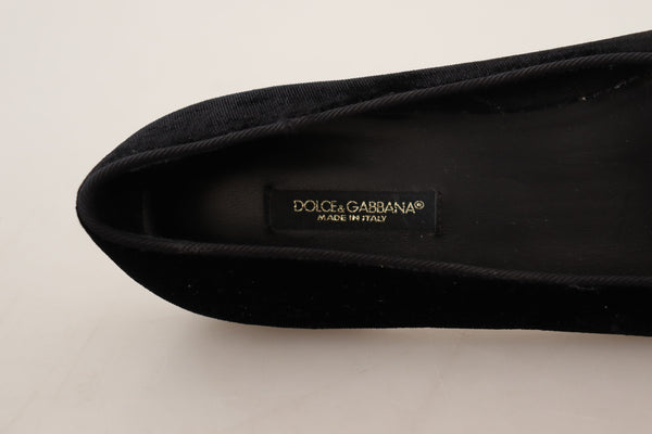 Dolce &amp; Gabbana Black DG Sacred Heart Patch Slip on litteät kengät