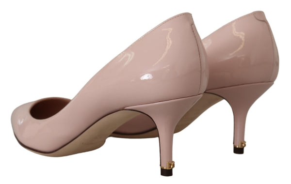 Dolce &amp; Gabbana Pink Patent Leather Kitten Heels Pumps -kengät