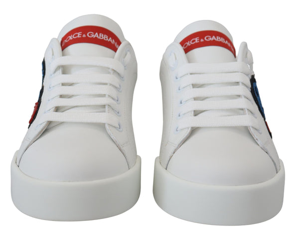 Dolce &amp; Gabbana White Portofino Logo Classic Sneakers -kengät