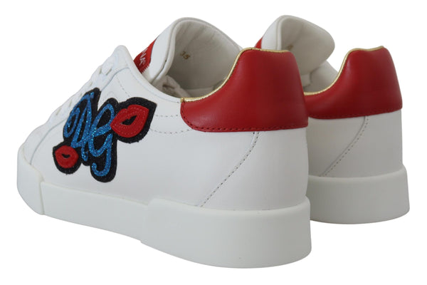 Dolce &amp; Gabbana White Portofino Logo Classic Sneakers -kengät