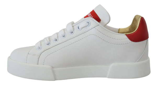 Dolce &amp; Gabbana White Portofino Logo Classic Sneakers -kengät