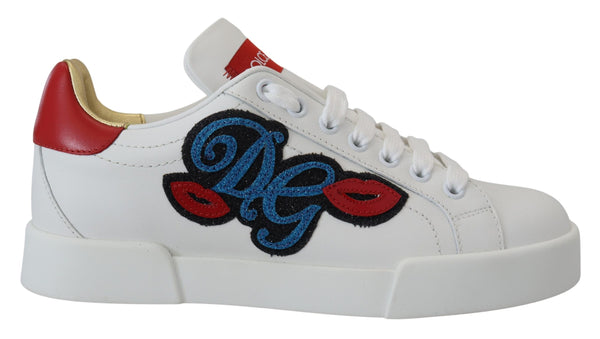 Dolce &amp; Gabbana White Portofino Logo Classic Sneakers -kengät