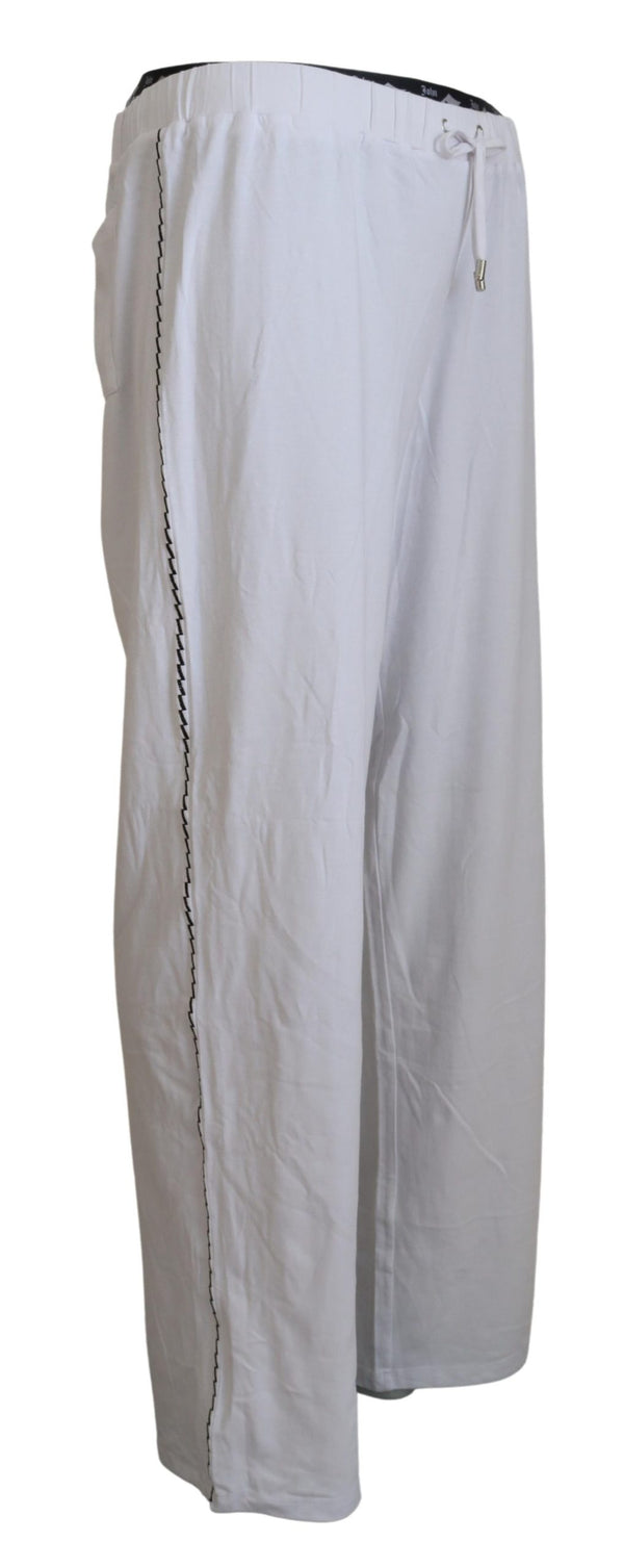 John Galliano White Cotton Logo Loose Miesten Housut